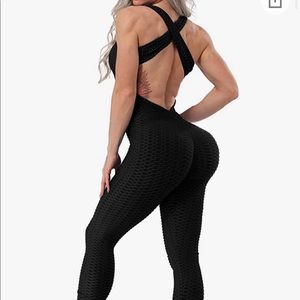 Scrunch butt textured jumpsuit